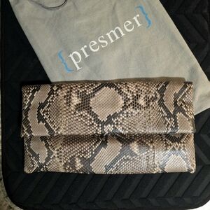 Presmer Snake Skin Leather Envelop Fold Over Clutch
